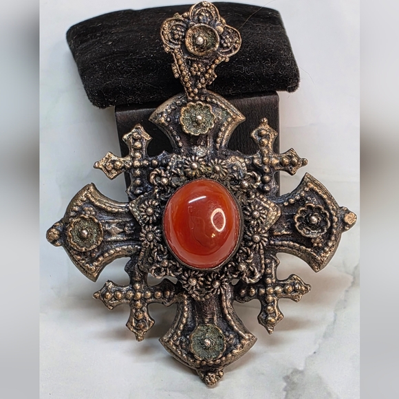 The Unbranded Brand Jewelry - ANTIQUE CONTINENTAL 800 SILVER GOTHIC CROSS Brooch / Pendant | ca. 1900-1915